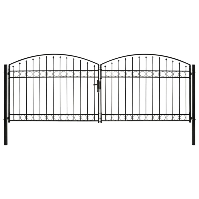 vidaXL Cancela de valla doble puerta con arco 400x150 cm acero negro