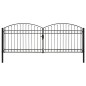 vidaXL Cancela de valla doble puerta con arco 400x150 cm acero negro
