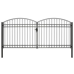 vidaXL Cancela de valla doble puerta con arco 400x200 cm acero negro