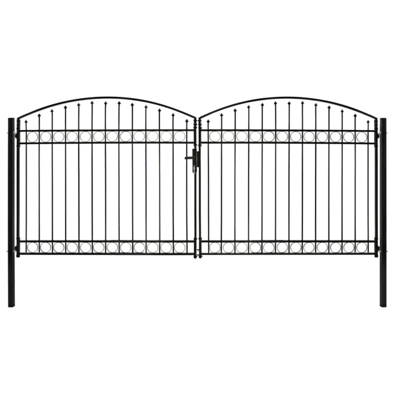 vidaXL Cancela de valla doble puerta con arco 400x200 cm acero negro vidaXL Cancela de valla doble puerta con arco 400x200 cm acero negro