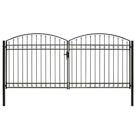 vidaXL Cancela de valla doble puerta con arco 400x200 cm acero negro