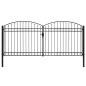 vidaXL Cancela de valla doble puerta con arco 400x200 cm acero negro vidaXL Cancela de valla doble puerta con arco 400x200 cm acero negro