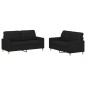 vidaXL Juego de sofás con cojines 2 piezas tela negro vidaXL Juego de sofás con cojines 2 piezas tela negro