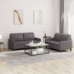 vidaXL Juego de sofás con cojines 2 piezas cuero sintético gris