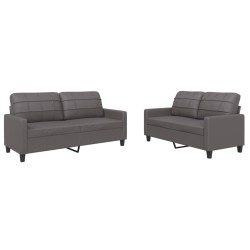 vidaXL Juego de sofás con cojines 2 piezas cuero sintético gris