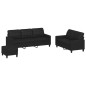 vidaXL Juego de sofás con cojines 3 piezas cuero sintético negro vidaXL Juego de sofás con cojines 3 piezas cuero sintético negro