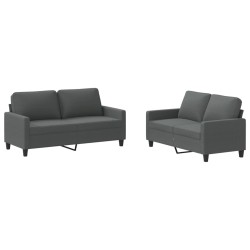 vidaXL Juego de sofás con cojines 2 piezas tela gris oscuro