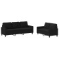 vidaXL Juego de sofás con cojines 2 piezas tela negro vidaXL Juego de sofás con cojines 2 piezas tela negro