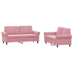 vidaXL Juego de sofás con cojines 2 piezas terciopelo rosa