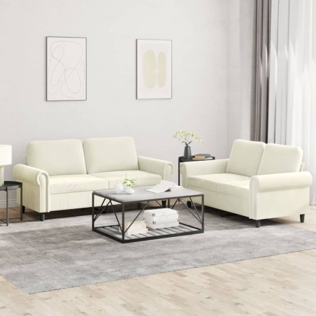 vidaXL Juego de sofás con cojines 2 piezas terciopelo crema