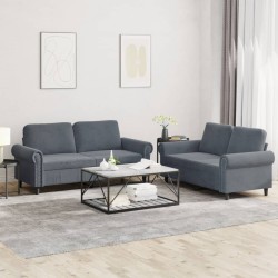 vidaXL Juego de sofás con cojines 2 piezas terciopelo gris oscuro