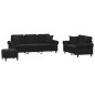 vidaXL Juego de sofás con cojines 3 piezas terciopelo negro vidaXL Juego de sofás con cojines 3 piezas terciopelo negro