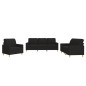 vidaXL Juego de sofás con cojines 3 piezas tela negro vidaXL Juego de sofás con cojines 3 piezas tela negro