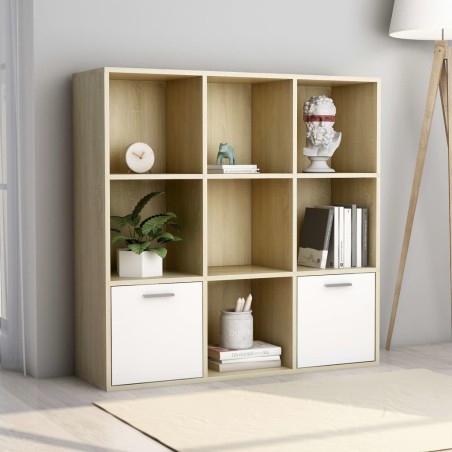 vidaXL Estantería madera contrachapada blanco y roble 40x30x189 cm