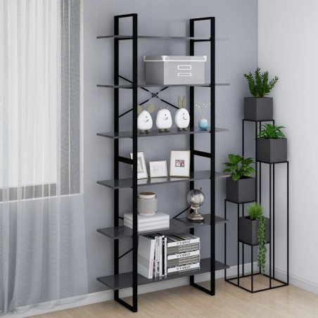vidaXL Armario alto madera contrachapada gris 100x30x210 cm