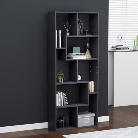 vidaXL Estantería librería madera contrachapada gris 67x24x161 cm