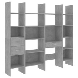vidaXL Estantería librería 4 piezas madera de ingeniería gris hormigón