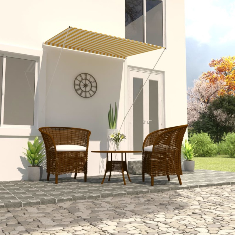 vidaXL Toldo retráctil 150x150 cm amarillo y blanco
