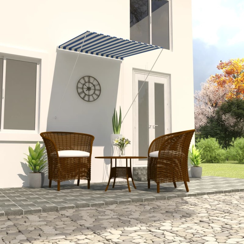 vidaXL Toldo retráctil azul y blanco 100x150 cm vidaXL Toldo retráctil azul y blanco 100x150 cm