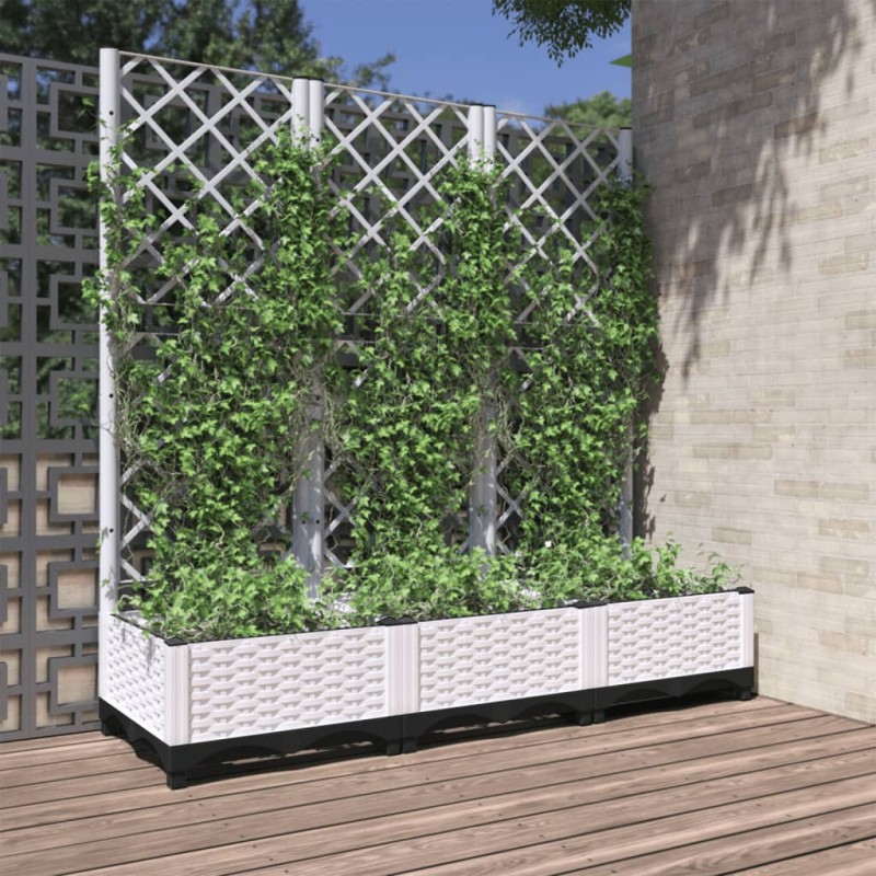 vidaXL Jardinera con enrejado PP blanco 120x40x121,5 cm vidaXL Jardinera con enrejado PP blanco 120x40x121,5 cm