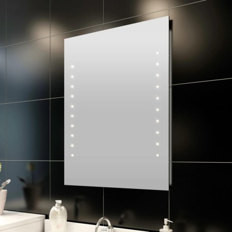 vidaXL Espejo de pared de baño con luces LED 50x60 cm 