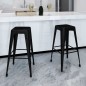 vidaXL Taburetes de cocina 2 unidades de acero negro vidaXL Taburetes de cocina 2 unidades de acero negro