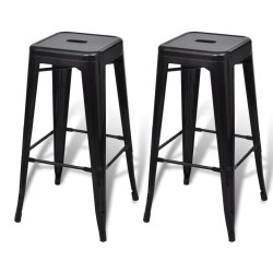 vidaXL Taburetes de cocina 2 unidades de acero negro