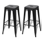 vidaXL Taburetes de cocina 2 unidades de acero negro vidaXL Taburetes de cocina 2 unidades de acero negro