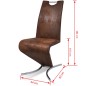 vidaXL Sillas de comedor 2 unidades cuero sintético marrón