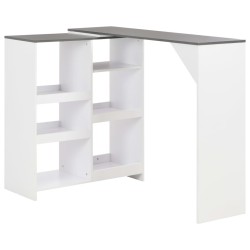 vidaXL Mesa de bar con estantería móvil blanca 138x39x110 cm