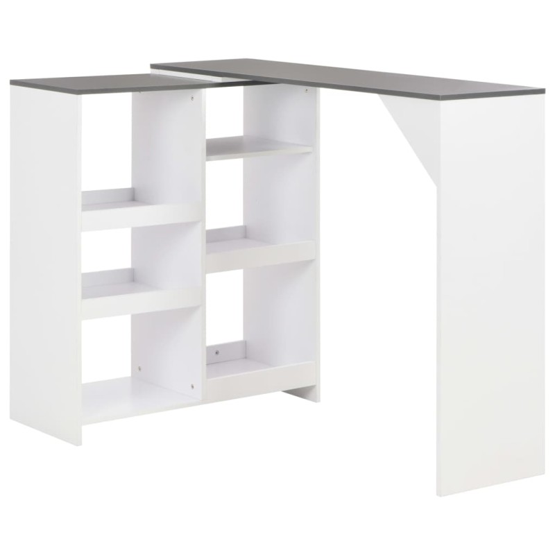 vidaXL Mesa de bar con estantería móvil blanca 138x39x110 cm vidaXL Mesa de bar con estantería móvil blanca 138x39x110 cm