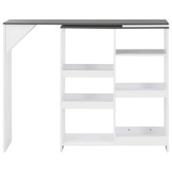 vidaXL Mesa de bar con estantería móvil blanca 138x39x110 cm