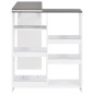 vidaXL Mesa de bar con estantería móvil blanca 138x39x110 cm vidaXL Mesa de bar con estantería móvil blanca 138x39x110 cm