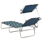 vidaXL Tumbona plegable con toldo de acero estampado de hojas vidaXL Tumbona plegable con toldo de acero estampado de hojas