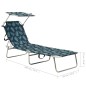 vidaXL Tumbona plegable con toldo de acero estampado de hojas vidaXL Tumbona plegable con toldo de acero estampado de hojas