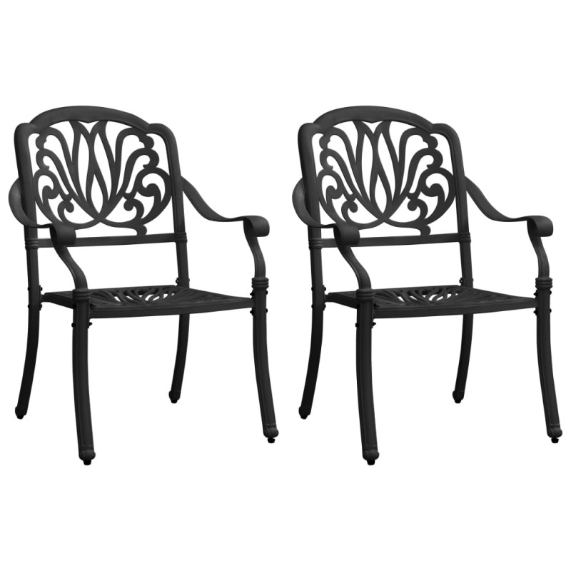 vidaXL Sillas de jardín 2 unidades aluminio fundido negro vidaXL Sillas de jardín 2 unidades aluminio fundido negro