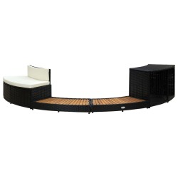 vidaXL Borde bañera hidromasaje ratán sintético y madera maciza acacia