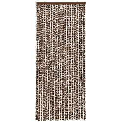 vidaXL Cortina mosquitera de chenilla marrón y blanca 56x185 cm 