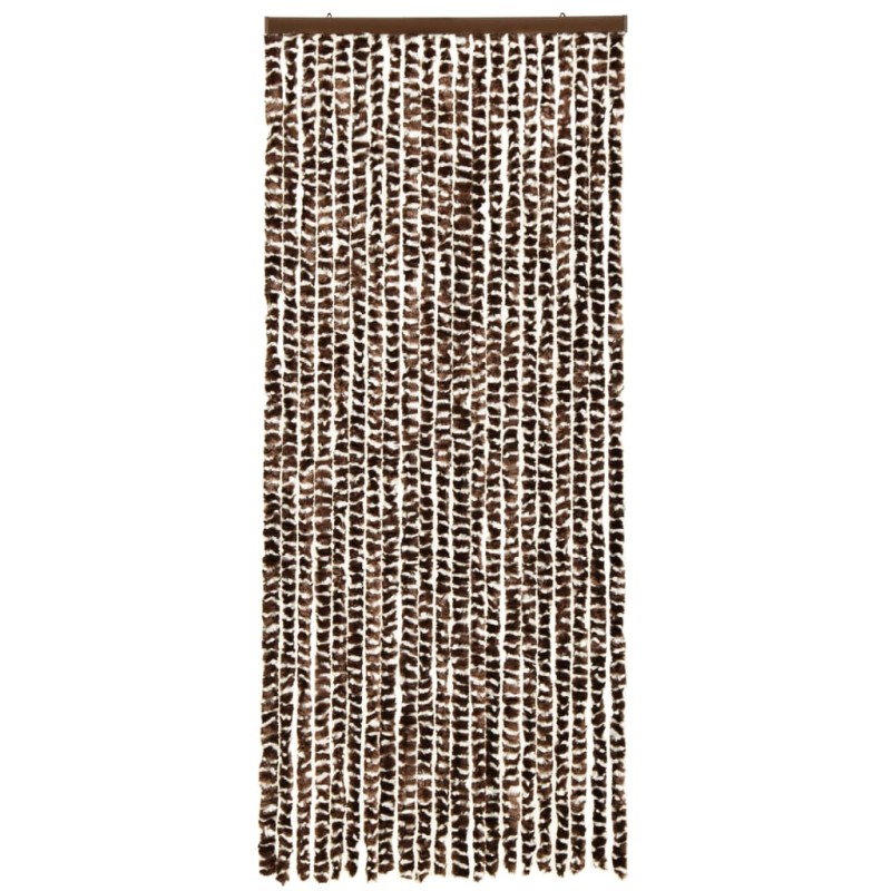 vidaXL Cortina mosquitera de chenilla marrón y blanca 56x185 cm vidaXL Cortina mosquitera de chenilla marrón y blanca 56x185 cm