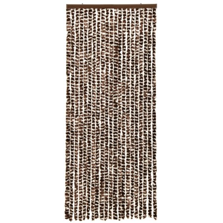 vidaXL Cortina mosquitera de chenilla marrón y blanca 56x185 cm 
