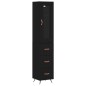 vidaXL Aparador de madera contrachapada negro 34,5x34x180 cm