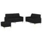 vidaXL Juego de sofás con cojines 3 piezas tela negro vidaXL Juego de sofás con cojines 3 piezas tela negro