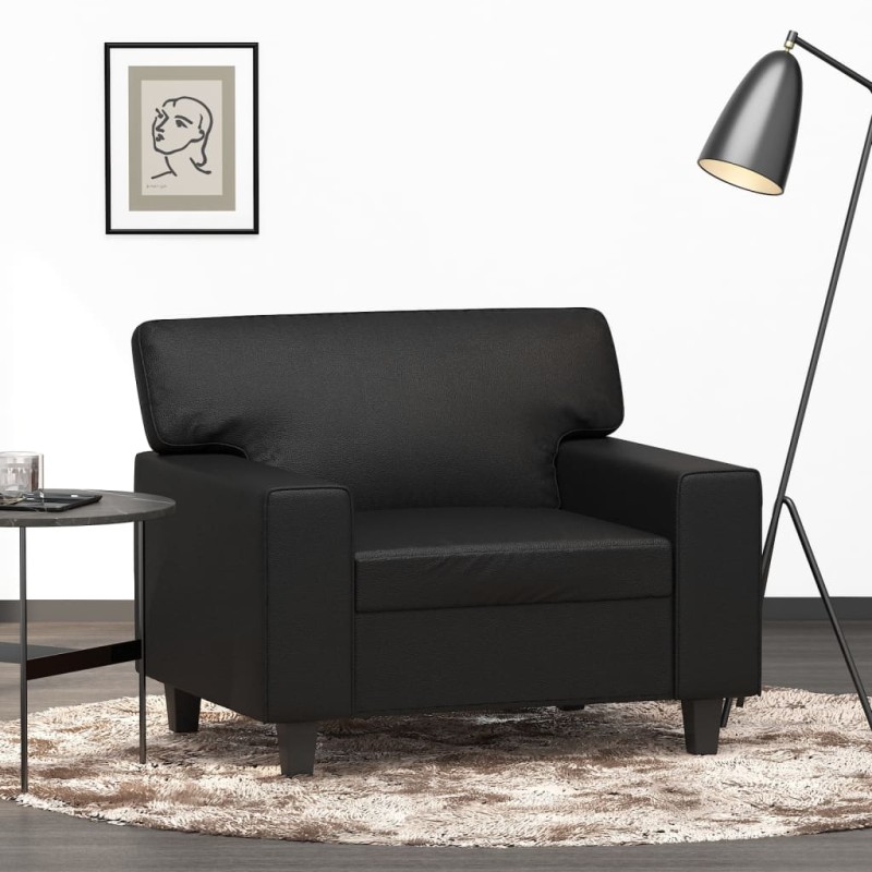vidaXL Sillón cuero sintético negro 60 cm vidaXL Sillón cuero sintético negro 60 cm