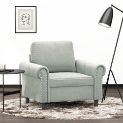 vidaXL Sillón de terciopelo gris claro 60 cm