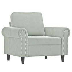 vidaXL Sillón de terciopelo gris claro 60 cm