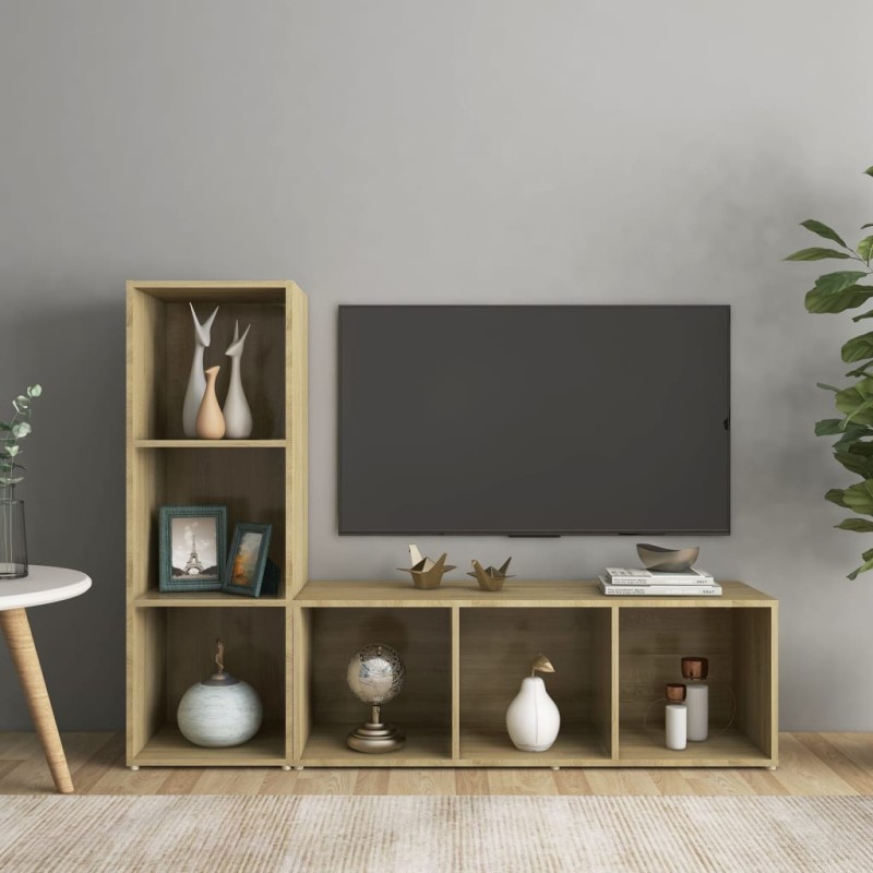 vidaXL Muebles de salón 2 piezas madera de ingeniería roble Sonoma