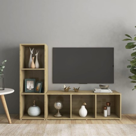 vidaXL Muebles de salón 2 piezas madera de ingeniería roble Sonoma