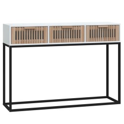 vidaXL Mesa consola hierro y madera contrachapada blanco 105x30x75 cm