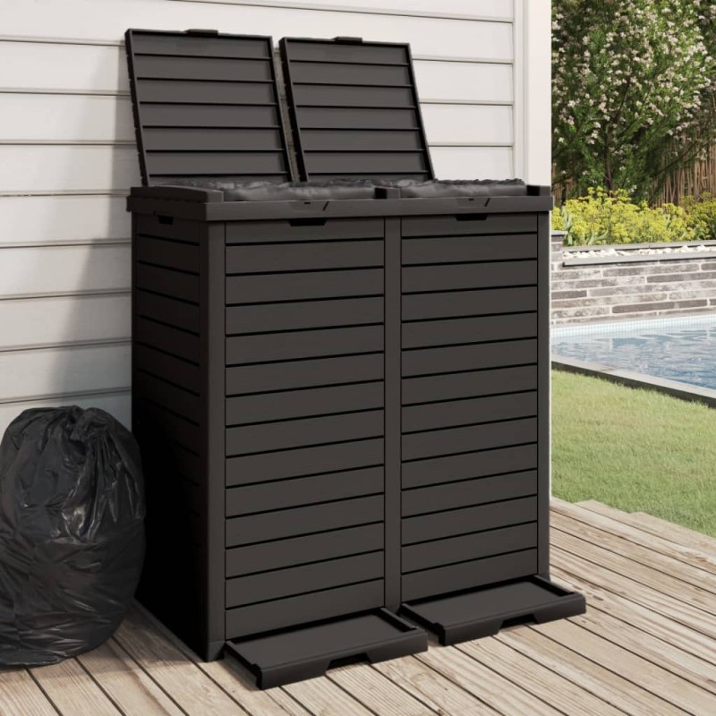 vidaXL Cubo de basura de exterior polipropileno negro 78x41x86 cm vidaXL Cubo de basura de exterior polipropileno negro 78x41x86 cm