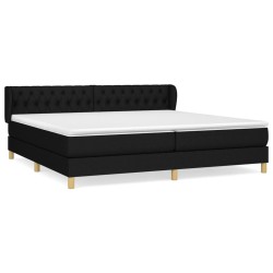 vidaXL Cama box spring con colchón tela negro 200x200 cm